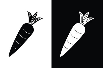 Vegetable & Diet Icon. Carrot Silhouette Vector for Black and White Use