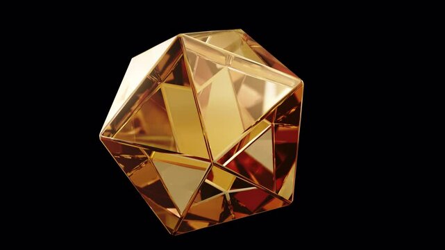 A geometric gem surface created in abstract 3D. Polygonal crystals on a modern background. Diamond reflection crystals rotate in the background, with an alpha matte and a looped, seamless 3D animation
