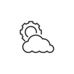 Cloud with Gear line icon