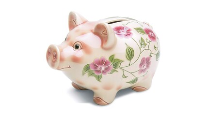 Piggy Bank on White Background - a charming and savings-inspired visual. The piggy bank on the white background creates a simple yet inviting look. It gives the impression of saving money, making it a