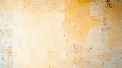 A textured wall displaying faded yellow hues and rustic designs, ideal for backgrounds and artistic projects.