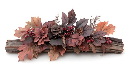 Create stunning autumn d&eacute;cor with beautifully arranged fall leaves and berries on wood