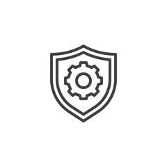 Obraz premium Gear inside Shield line icon