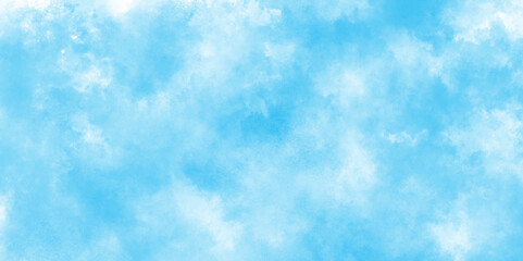 Abstract blue color clouds background, Vibrant clear blue sky with puffy and blurry natural clear clouds, Abstract blue watercolor painted sky background by teal color blue.