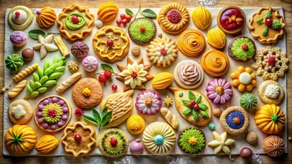 Fototapeta premium Pastry Shapes on Baking Paper - Deliciously Artistic Food Photography
