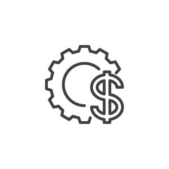 Gear with Dollar Symbol line icon