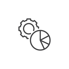 Obraz premium Gear with pie chart diagram line icon