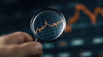Analyze financial trends using a magnifying glass for detailed insights