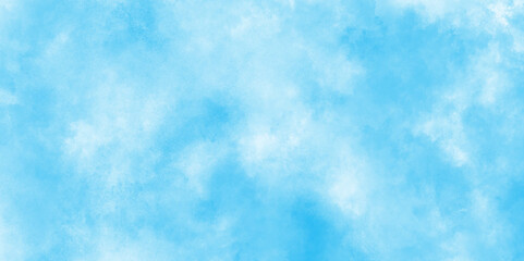 Abstract blue color clouds background, Vibrant clear blue sky with puffy and blurry natural clear clouds, Abstract blue watercolor painted sky background by teal color blue.