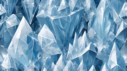 Obraz premium Abstract crystal-like structures in icy blue and white with sharp, faceted edges and reflective highlights. The design feels cool and modern, ideal for winter, luxury, or tech themes. 
