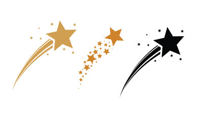 Falling star icon. Gold shooting star vector illustration