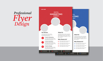 Business flyer design template with Red color variation, annual report, poster, flyer in A4