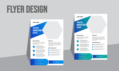 Modern business flyer design template with multiple color variation, annual report, poster, flyer in A4