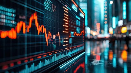 Obraz premium Stock market chart displaying financial data and trading information.