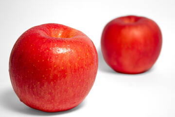 Red apples on isolated white background
