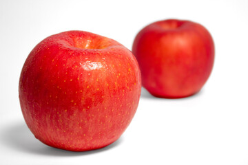Red apples on isolated white background