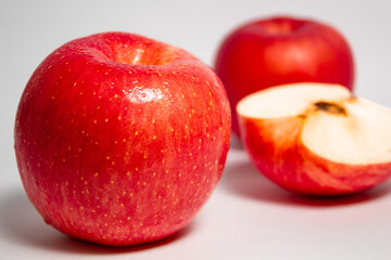 Red apples on isolated white background