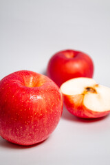 Red apples on isolated white background