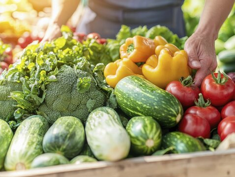 Keto adaptation involves someone exploring a farmer's market, surrounded by colorful produce, energetic vibes, and bright sunshine.