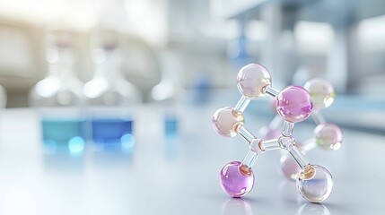 Ketone molecules illuminated with vivid colors showcasing chemical structure, scientific environment, dynamic 3D representation.