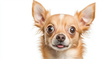 Obraz premium Surprised dog isolated on white copy space background