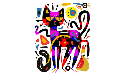 Cat colorful BG Design 482A.eps