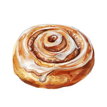 recommend clip art: An isolated cinnamon roll illustration background watercolor.