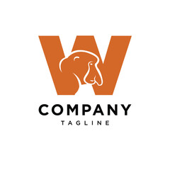 Letter W Proboscis Monkey logo icon vector