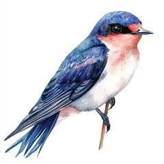 cute Swallow watercolor clipart illustration isolated