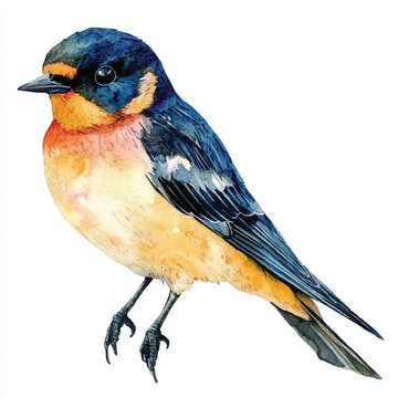 recommend clip art: cute Swallow watercolor clipart illustration isolated