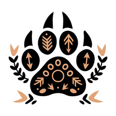 Minimalistic boho puppy paw illustration