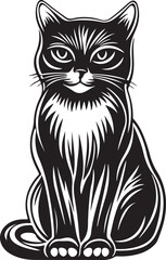 Obraz premium Cat Silhouette, Vector Black Color Silhouette