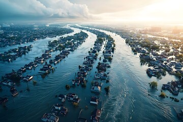 Sea level rise affecting coastal areas