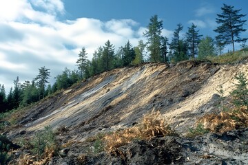 Deforested hillside with erosion