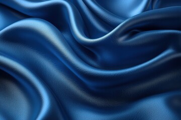 Fototapeta premium Luxurious Blue Leather Fabric Drape Textured Background