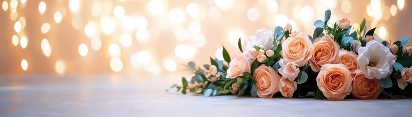 Obraz premium Exquisite rose bouquet centerpiece, elevating table settings for celebrations and romantic occasions