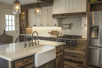 modern kitchen interior with kitchen