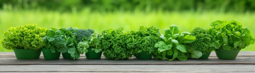 Obraz premium Lush green herbs, a closeup view of fresh, vibrant culinary ingredients for healthy cooking and flavorful dishes