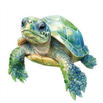 recommend clip art: cute Turtle watercolor clipart illustration isolated
