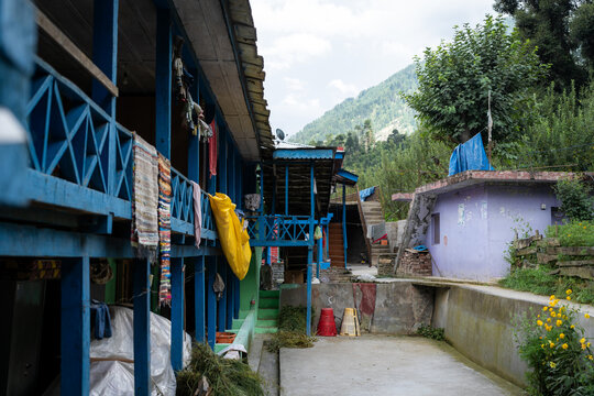 very old mountain homes in parvati valley in Himachal pradesh, India