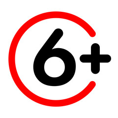 Age limit sign color style age restriction 6 plus years old icon vector 10 eps