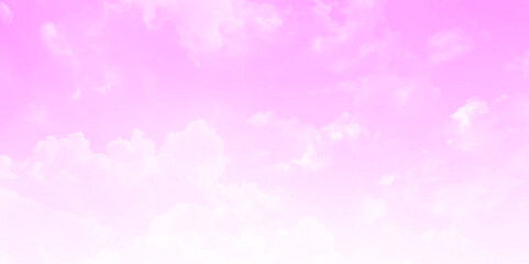 Pink sky nature landscape background with realistic fluffy clouds