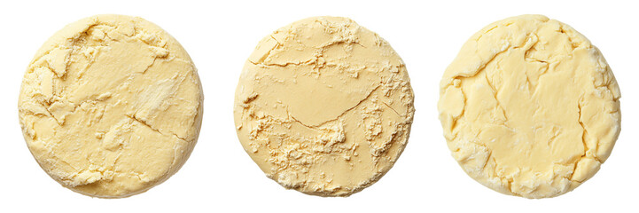 set of Raw dough isolated on a transparent background, PNG, Top View