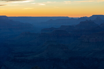 Fototapeta premium Sunset silhouettes from Navajo Point in Grand Canyon National Park, Arizona. High quality picture for download.