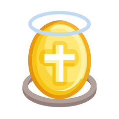 Obraz premium Golden Egg with Cross and Halo