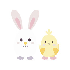 White Bunny and Yellow Chick Easter Icon

