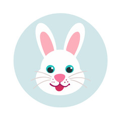 Fototapeta premium White Bunny Face Icon with Turquoise Background