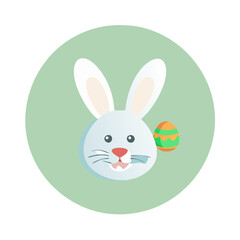 Obraz premium Easter Bunny with Egg in Green Circle
