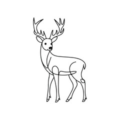 A drawing of a line art deer with antlers on it