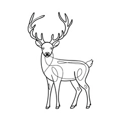 A drawing of a line art deer with antlers on it